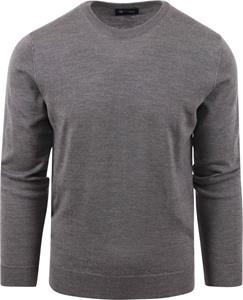 Suitable Merino Pullover Ronde Hals Antraciet