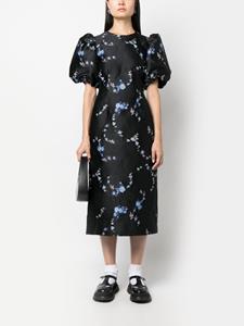 GANNI Midi-jurk met bloemen jacquard - Zwart