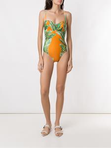 amirslama Amir Slama Badpak met bloemenprint - Oranje