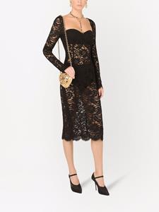 dolce&gabbana Dolce & Gabbana Kanten midi-jurk met gewelfde afwerking - Zwart