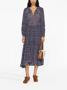 MARANT ÉTOILE floral-print crepe midi dress - Blauw