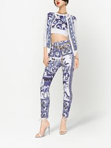 dolce&gabbana Dolce & Gabbana Grace skinny jeans met Majolica-print - Blauw