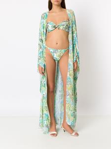 Amir Slama Kaftan met palmbladprint - Blauw