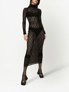 dolce&gabbana Dolce & Gabbana Tulen midi-jurk met DG-logo - Zwart