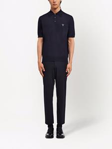 Prada Wollen poloshirt met geborduurd logo - Blauw