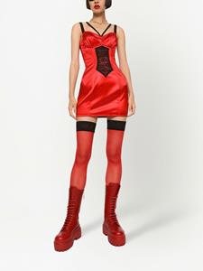 dolce&gabbana Dolce & Gabbana Satijnen mini-jurk met kant - Rood