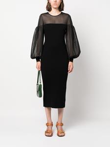 Ulla Johnson puff-sleeve tulle midi dress - Zwart