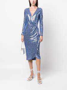 ermannofirenze ERMANNO FIRENZE Midi-wikkeljurk met pailletten - Blauw