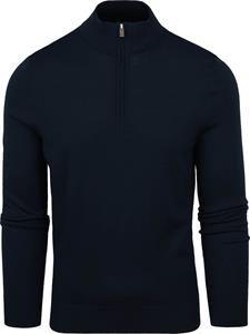 Suitable Merino Half Zip Trui Navy