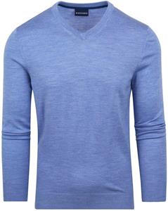 Sweater Suitable Merino Pullover V-Hals Lichtblauw