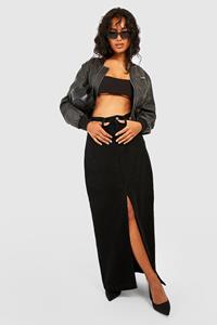 Basic Maxi Spijkerrok Met Split, Washed Black