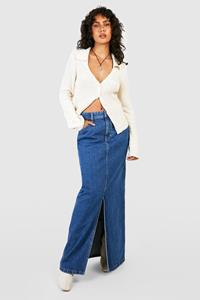 Boohoo Middelblauwe Maxi Spijkerrok, Mid Blue