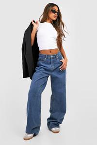 Boohoo High Waist Wide Leg Jeans, Light Wash