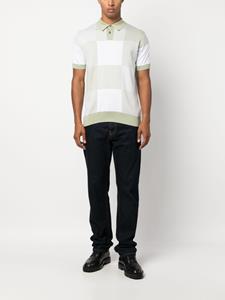 John Smedley check-pattern cotton polo shirt - Groen