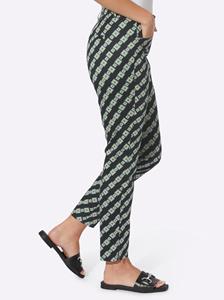 Broek met print in zwart/champagne gedessineerd van heine