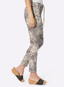 Broek met print in champagne/taupe bedrukt van heine