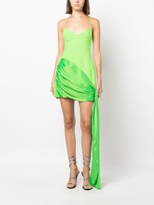 davidkoma David Koma Mini-jurk met gedrapeerde rok en vlakken - Groen