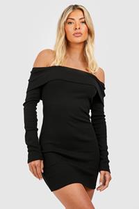 Boohoo Basic Bodycon Jurk Met Uitgesneden Hals, Black