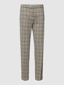 Brax Stoffhose BRAX Jersey-Hose grau/natur kariert Slim Fit im Karo-Dessin
