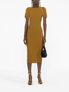 Balmain Midi-jurk verfraaid met knoop - Bruin
