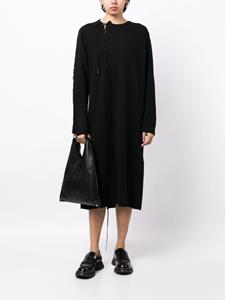 Yohji Yamamoto tie-detail long-sleeve midi dress - Zwart