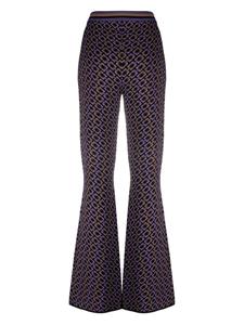 patterned-jacquard flared trousers - Paars