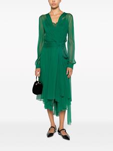 Alberta Ferretti asymmetric silk midi dress - Groen