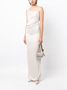 System draped-design side-slit dress - Beige