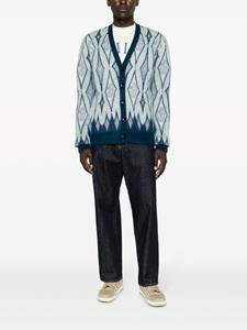 AMIRI geometric-pattern intarsia-knit cardigan - Blauw