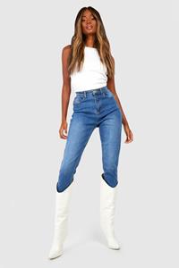Boohoo Stretch Booty Shaping Skinny Jeans Met Hoge Taille, Mid Wash