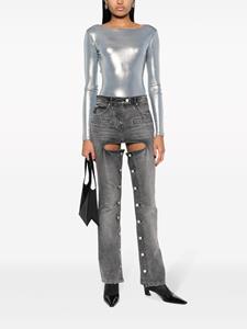 stud-embellished stonewashed bootcut jeans - Grijs