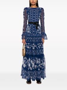 Erdem Ophelia Patchwork-print silk dress - Blauw