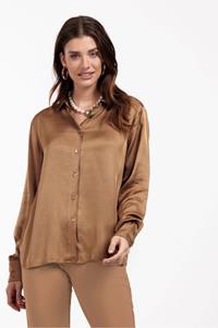 Bibby satin blouse - camel - 09046