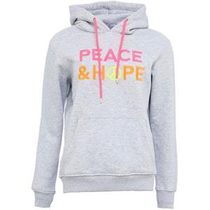 Zwillingsherz Kapuzensweatshirt, mit Stickerei in Neonfarben