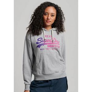 Superdry Hoodie Superdry Damen Hoody TONAL VL GRAPHIC HOODIE Flake Grey Marl Hellgrau