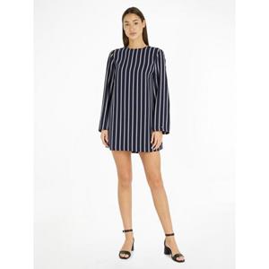 Tommy hilfiger Korte jurk met lange mouwen en ronde hals, gestreept