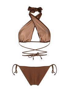 noireswimwear Noire Swimwear Bikini met gekruiste voorkant - Bruin