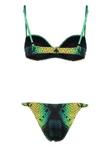 noireswimwear Noire Swimwear Bikini met slangenprint - Groen