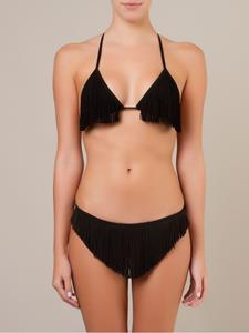 Amir Slama fringed halterneck bikini set - Zwart