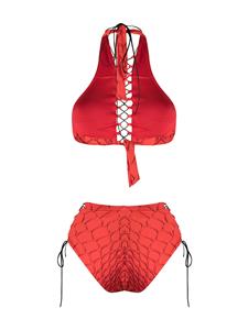 noireswimwear Noire Swimwear Bikini met slangenhuidprint - Rood