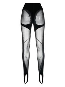 Mugler x Wolford legging met mesh vlakken - Zwart