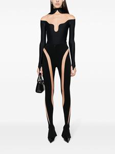 Mugler sheer-panelled leggings - Zwart