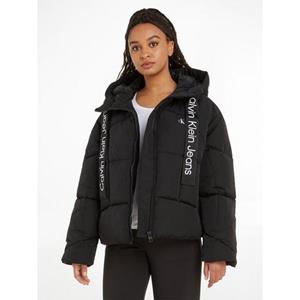 Calvin Klein Jeans Outdoorjacke "LOGO DRAWSTRING SHORT PUFFER", mit Kapuze