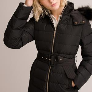 LA REDOUTE COLLECTIONS Lange donsjas met kap afgewerkt met imitatiebont