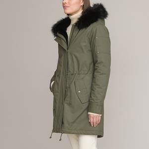 ANNE WEYBURN Halflange parka met vaste kap, volop winter