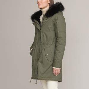 ANNE WEYBURN Halflange parka met vaste kap