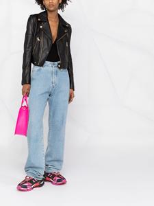 philippplein Philipp Plein Leren bikerjack - Zwart
