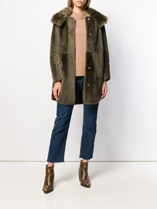 Yves Salomon Lammy coat met capuchon - Groen