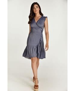 Conquista Blauwe Denim stijl wikkeljurk