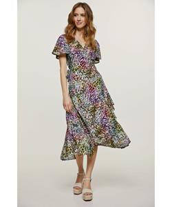 Conquista Wikkeljurk met roffeldetails en dierenprint